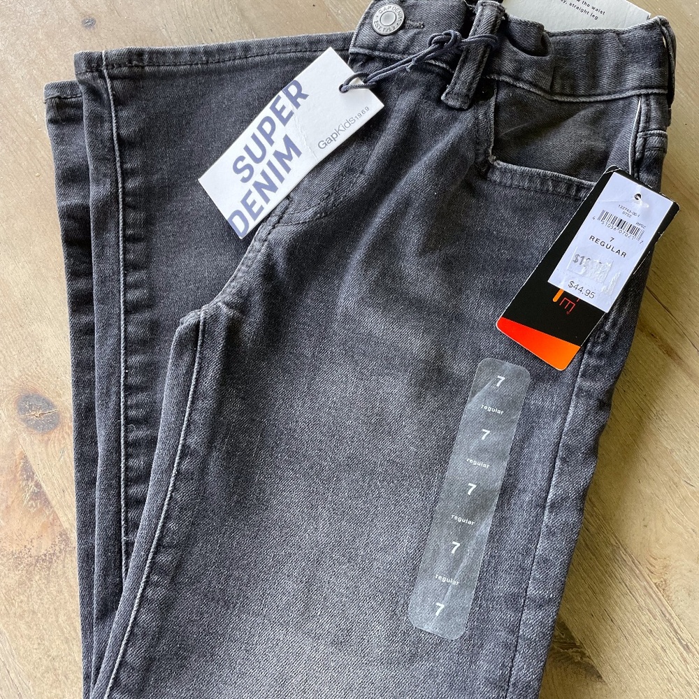 Gap Kids Size 7 Black Distressed Super Denim Jeans